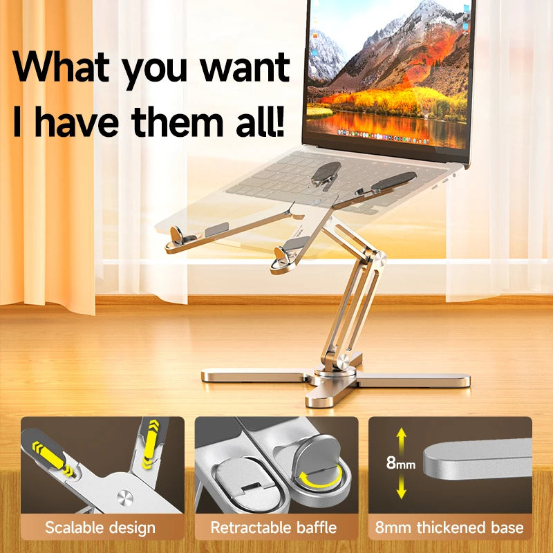 Foldable 360° Rotating Laptop Stand – Adjustable Aluminum Alloy Notebook Holder with Heat Dissipation