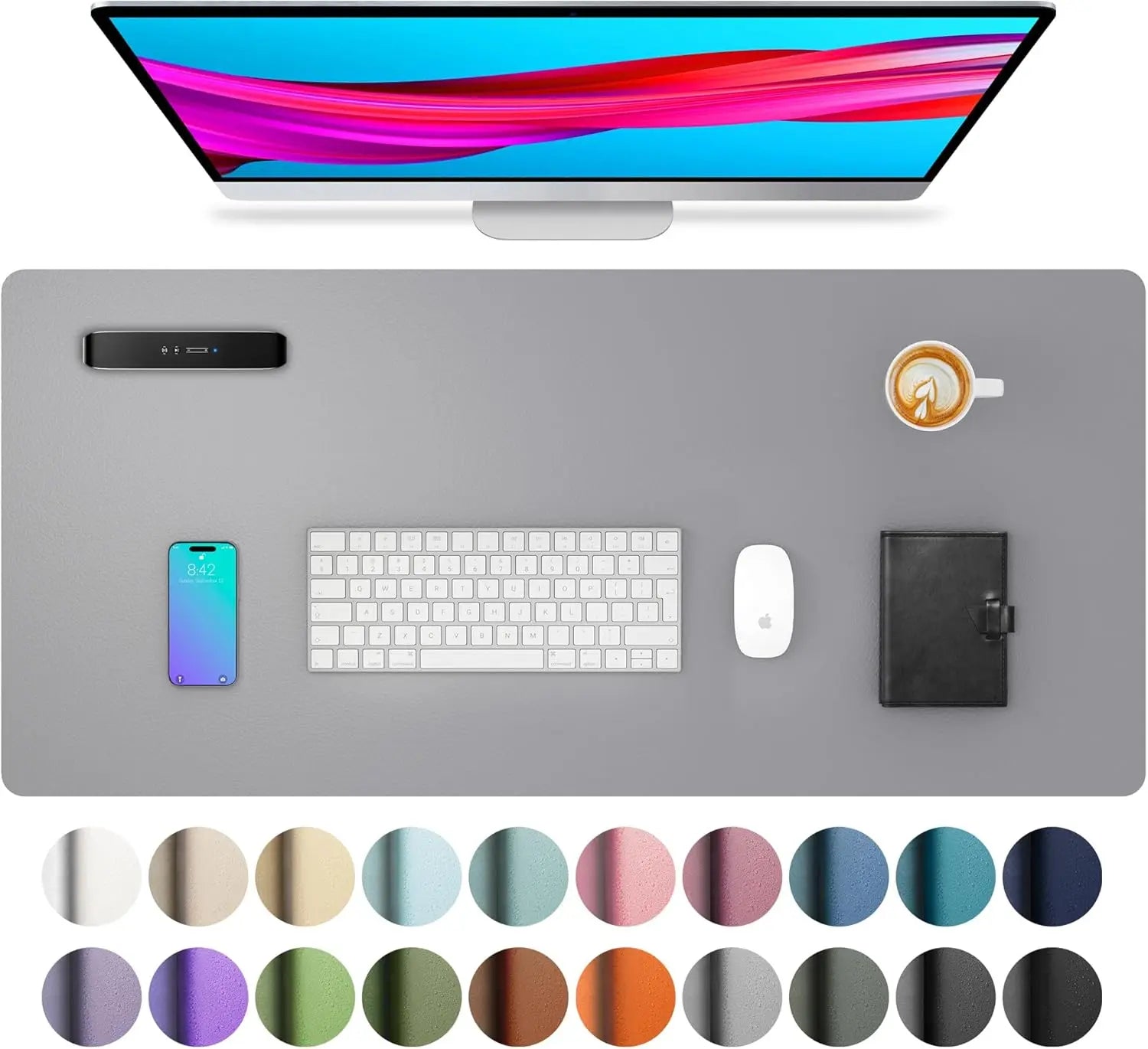 Mouse Pad Large Office Desk Mat, Waterproof PU Leather Desktop Keyboard Desk Pad Gaming Mousepad Desk Writing Pad