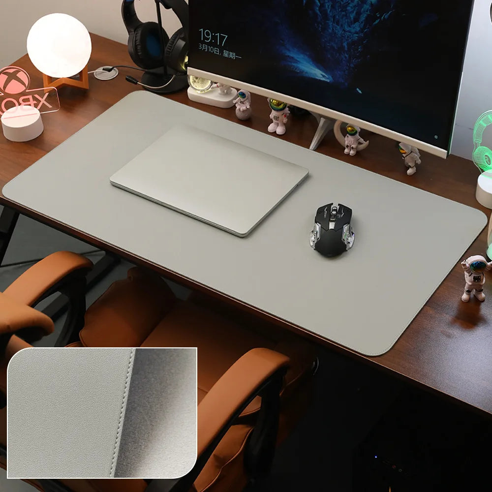 PU Leather Desk Pad Protector – Large Non-Slip Mouse Pad Office Desk Mat with Stitched Edges