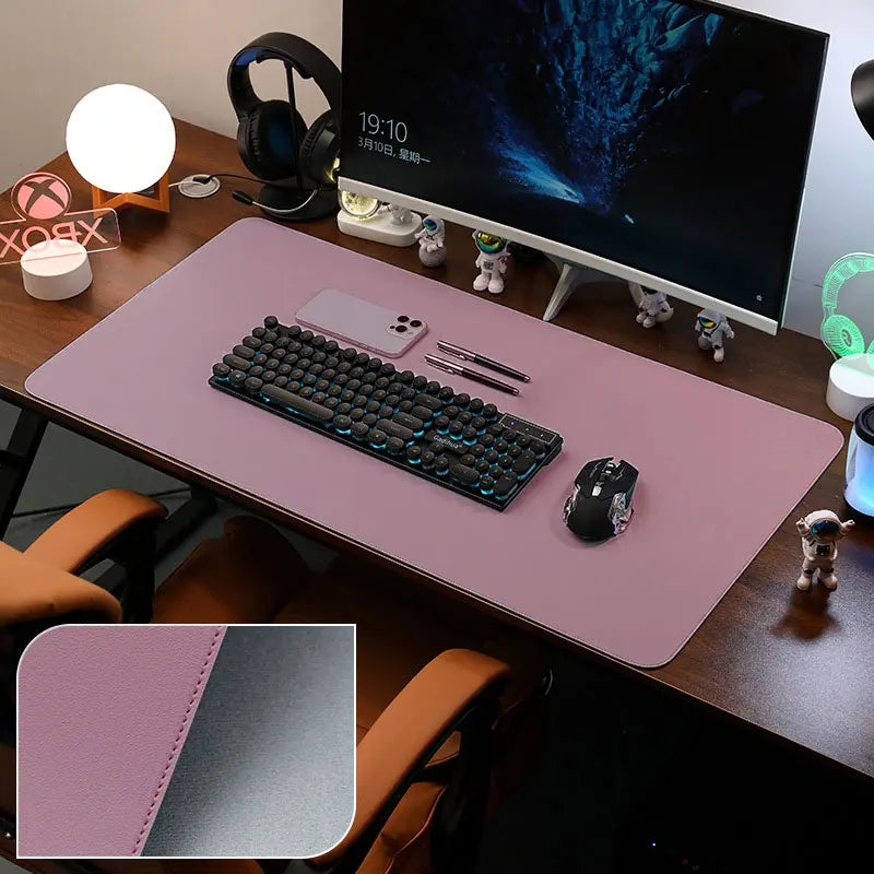 PU Leather Desk Pad Protector – Large Non-Slip Mouse Pad Office Desk Mat with Stitched Edges