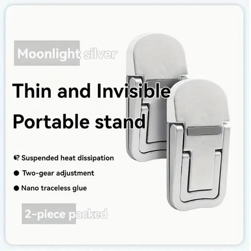 2PCS Mini Foldable Laptop Stand – Invisible Self-Adhesive Adjustable Keyboard Riser for Laptop & Tablet