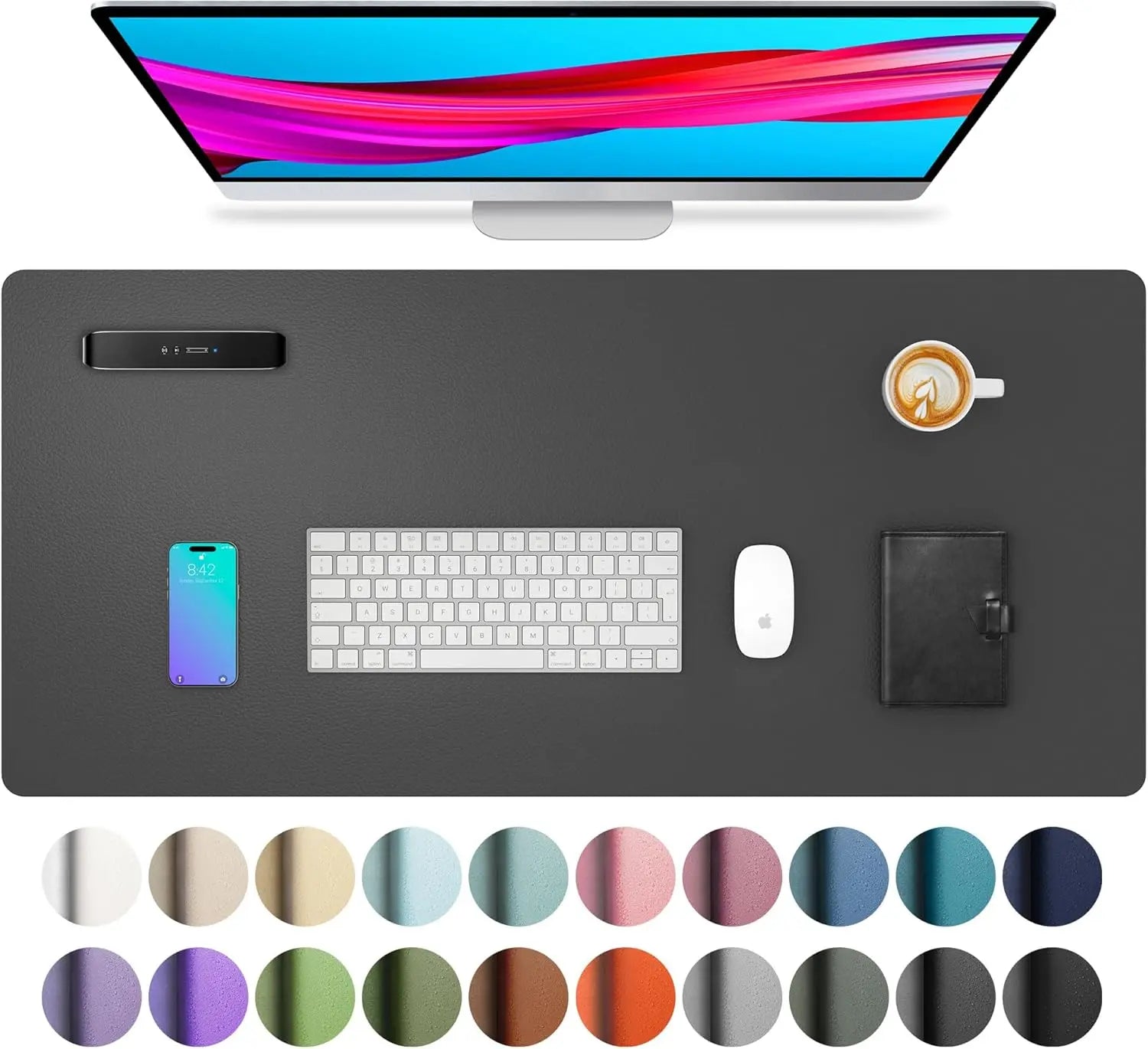 Mouse Pad Large Office Desk Mat, Waterproof PU Leather Desktop Keyboard Desk Pad Gaming Mousepad Desk Writing Pad