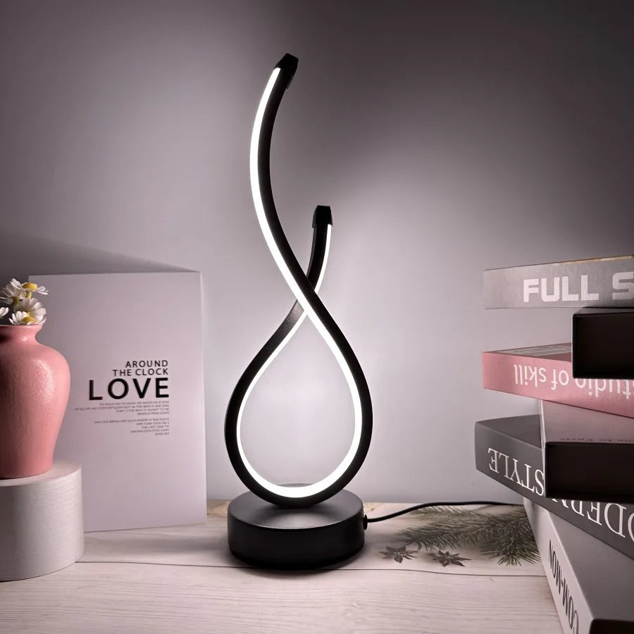 Creative Spiral LED Night Light – 3 Color Dimmable USB Table Lamp for Bedroom, Desk & Bedside