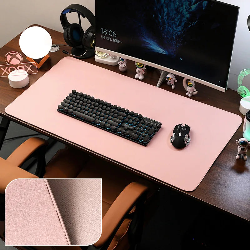 PU Leather Desk Pad Protector – Large Non-Slip Mouse Pad Office Desk Mat with Stitched Edges