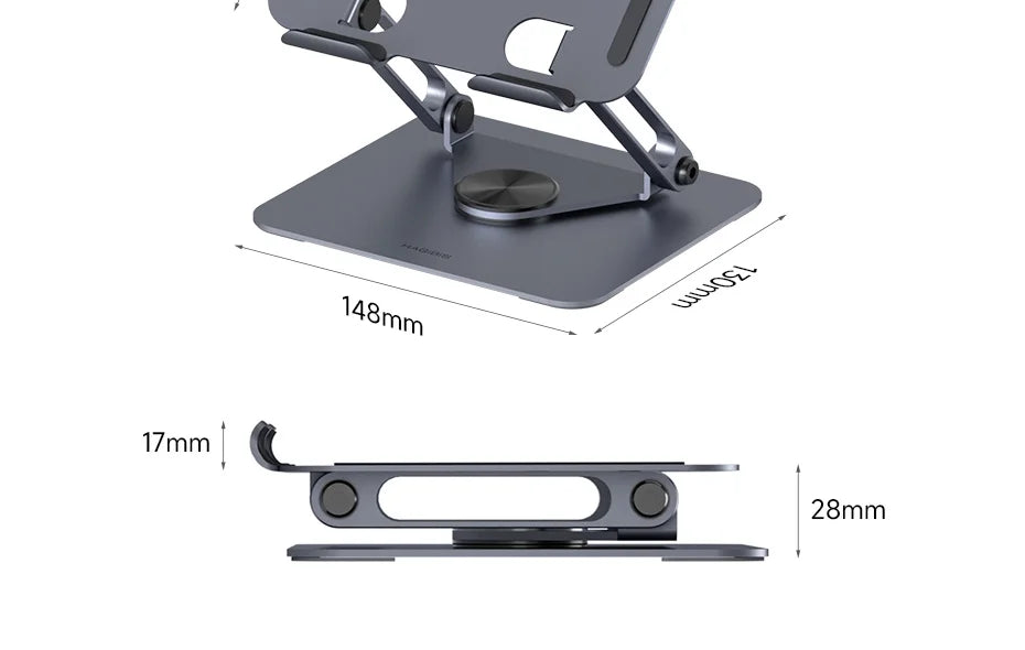 Hagibis 360° Rotating Tablet Stand – Adjustable Aluminum Dual Rod Foldable Holder for iPad Pro, Switch & ROG