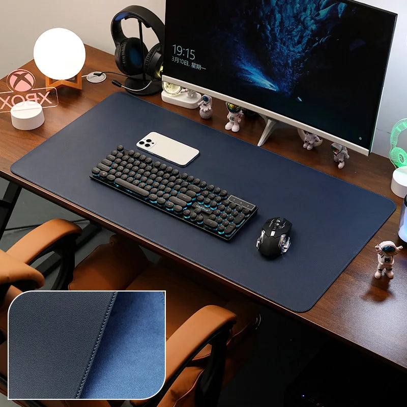 PU Leather Desk Pad Protector – Large Non-Slip Mouse Pad Office Desk Mat with Stitched Edges