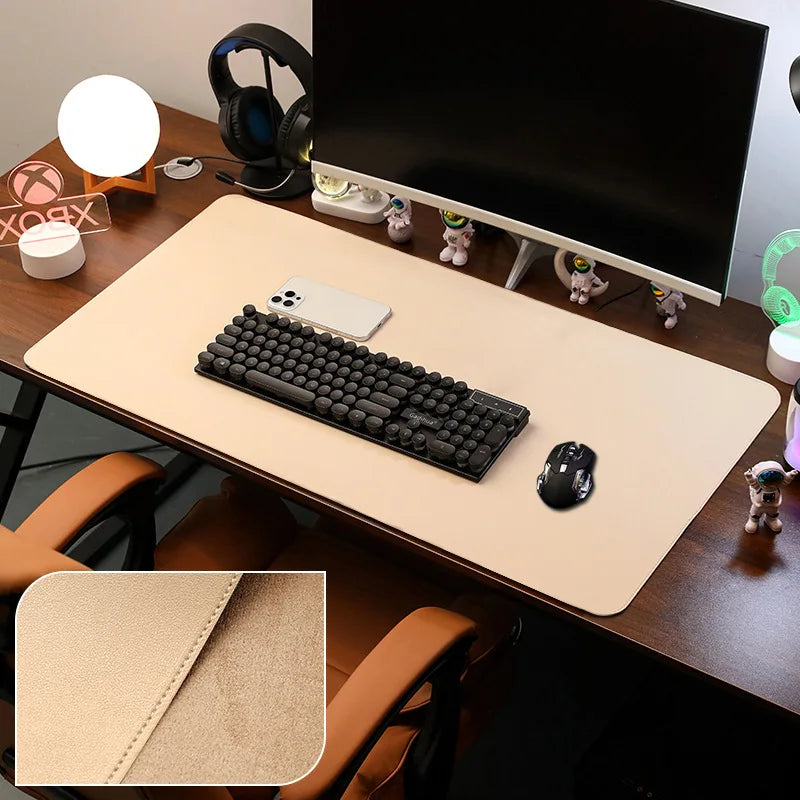 PU Leather Desk Pad Protector – Large Non-Slip Mouse Pad Office Desk Mat with Stitched Edges