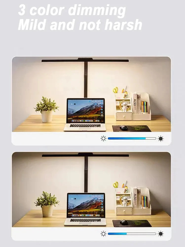 LED Desk Lamp Double/Single Head – Dimmable Gooseneck Eye-Caring Desk Light with Remote