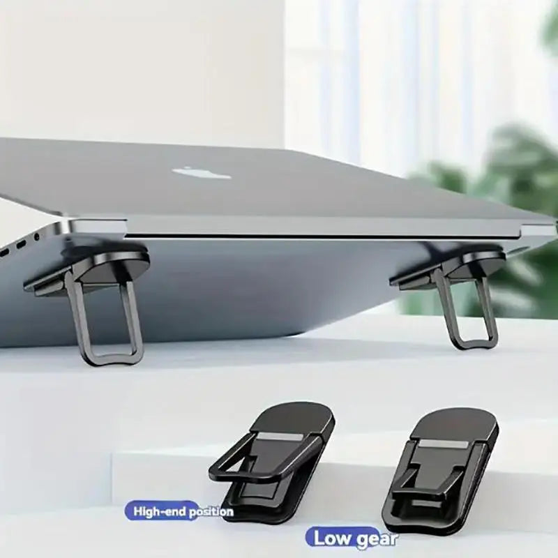 2PCS Mini Foldable Laptop Stand – Invisible Self-Adhesive Adjustable Keyboard Riser for Laptop & Tablet