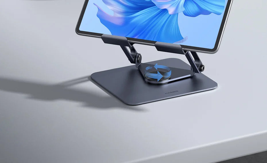 Hagibis 360° Rotating Tablet Stand – Adjustable Aluminum Dual Rod Foldable Holder for iPad Pro, Switch & ROG