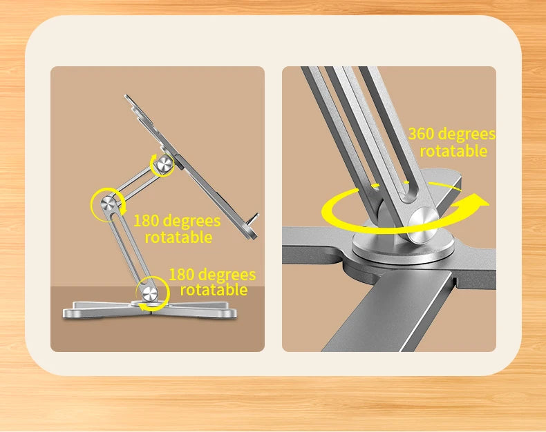 Foldable 360° Rotating Laptop Stand – Adjustable Aluminum Alloy Notebook Holder with Heat Dissipation