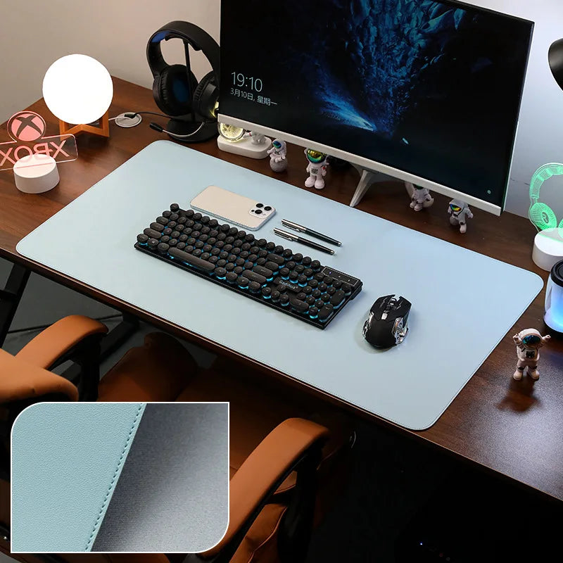PU Leather Desk Pad Protector – Large Non-Slip Mouse Pad Office Desk Mat with Stitched Edges
