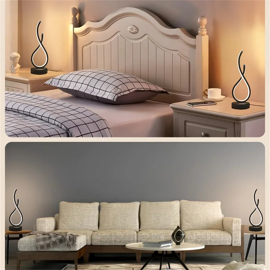 Creative Spiral LED Night Light – 3 Color Dimmable USB Table Lamp for Bedroom, Desk & Bedside