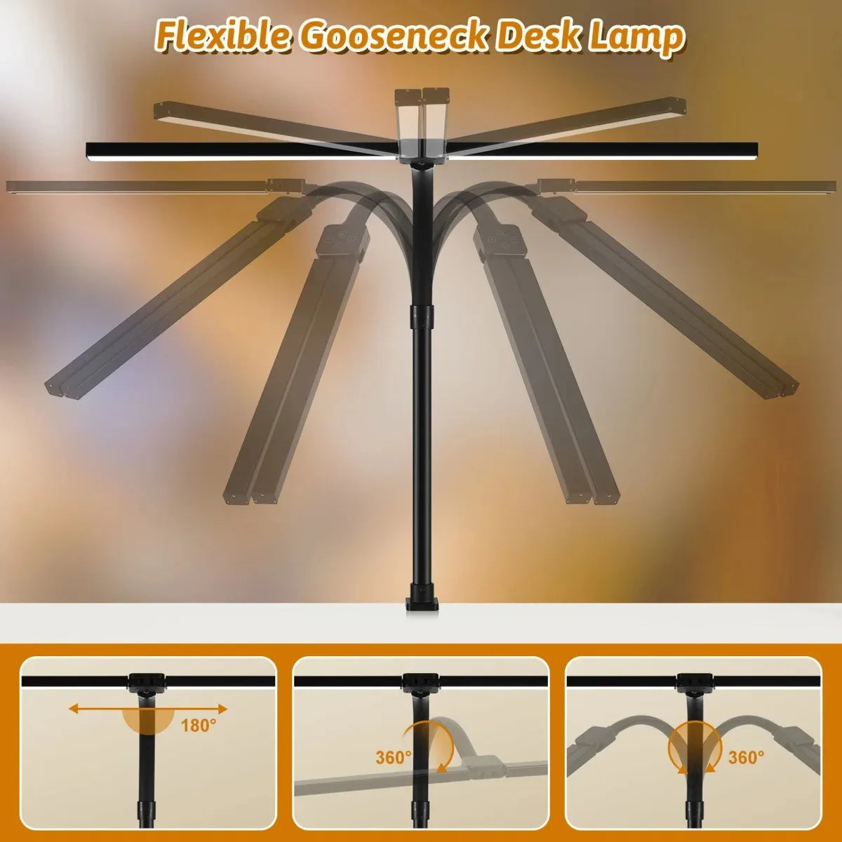 LED Desk Lamp Double/Single Head – Dimmable Gooseneck Eye-Caring Desk Light with Remote