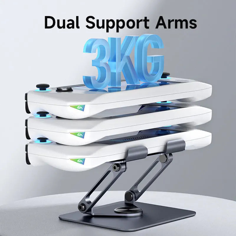 Hagibis 360° Rotating Tablet Stand – Adjustable Aluminum Dual Rod Foldable Holder for iPad Pro, Switch & ROG