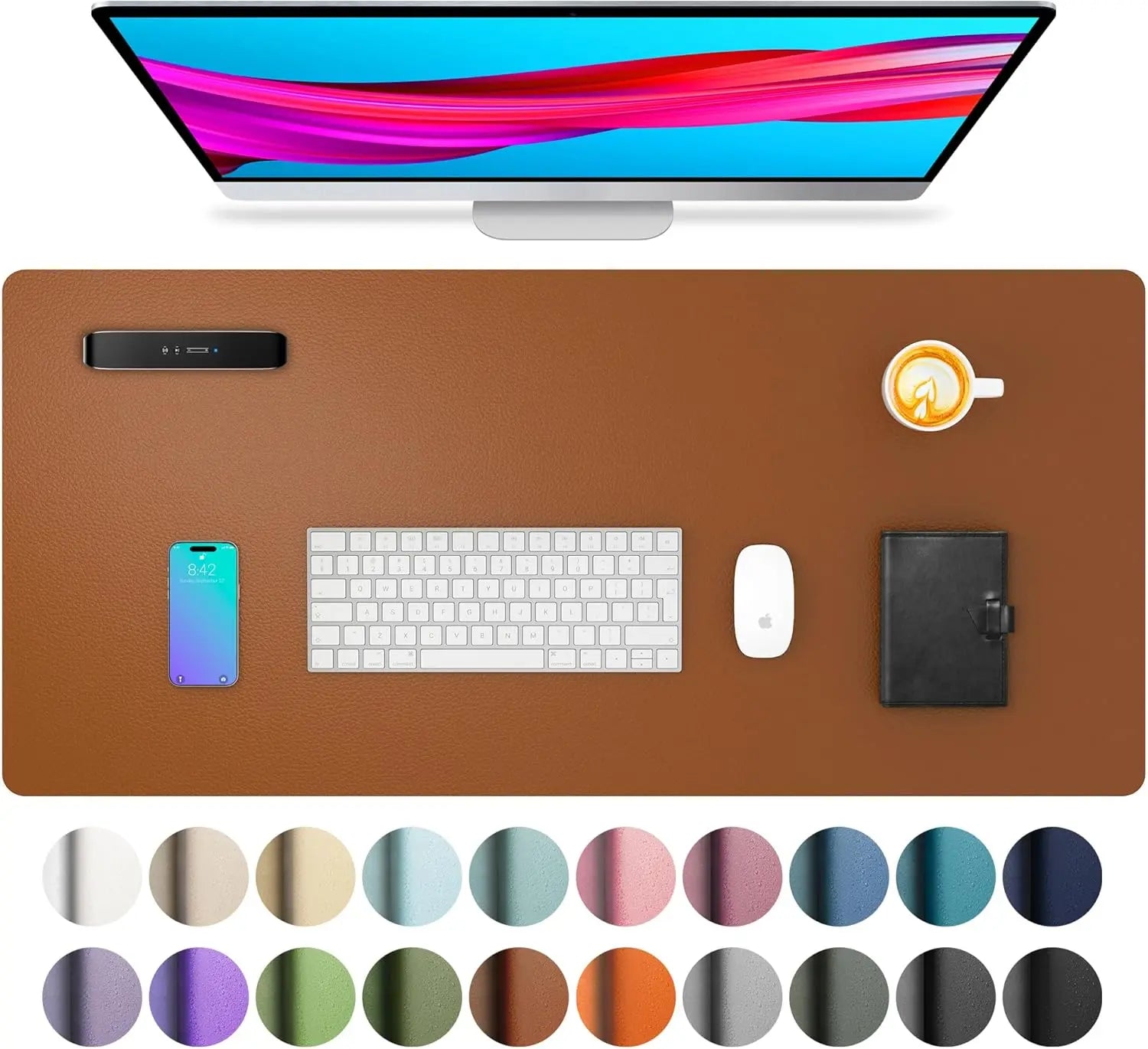 Mouse Pad Large Office Desk Mat, Waterproof PU Leather Desktop Keyboard Desk Pad Gaming Mousepad Desk Writing Pad