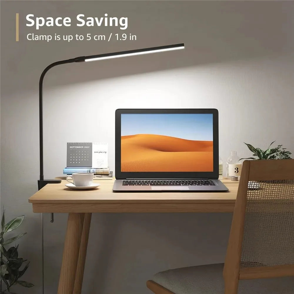 LED Desk Lamp Double/Single Head – Dimmable Gooseneck Eye-Caring Desk Light with Remote