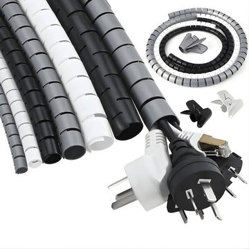 2M Cable Wire Protector Spiral Wrap Tube – Flexible PVC Cable Organizer Sleeve for Office & Home