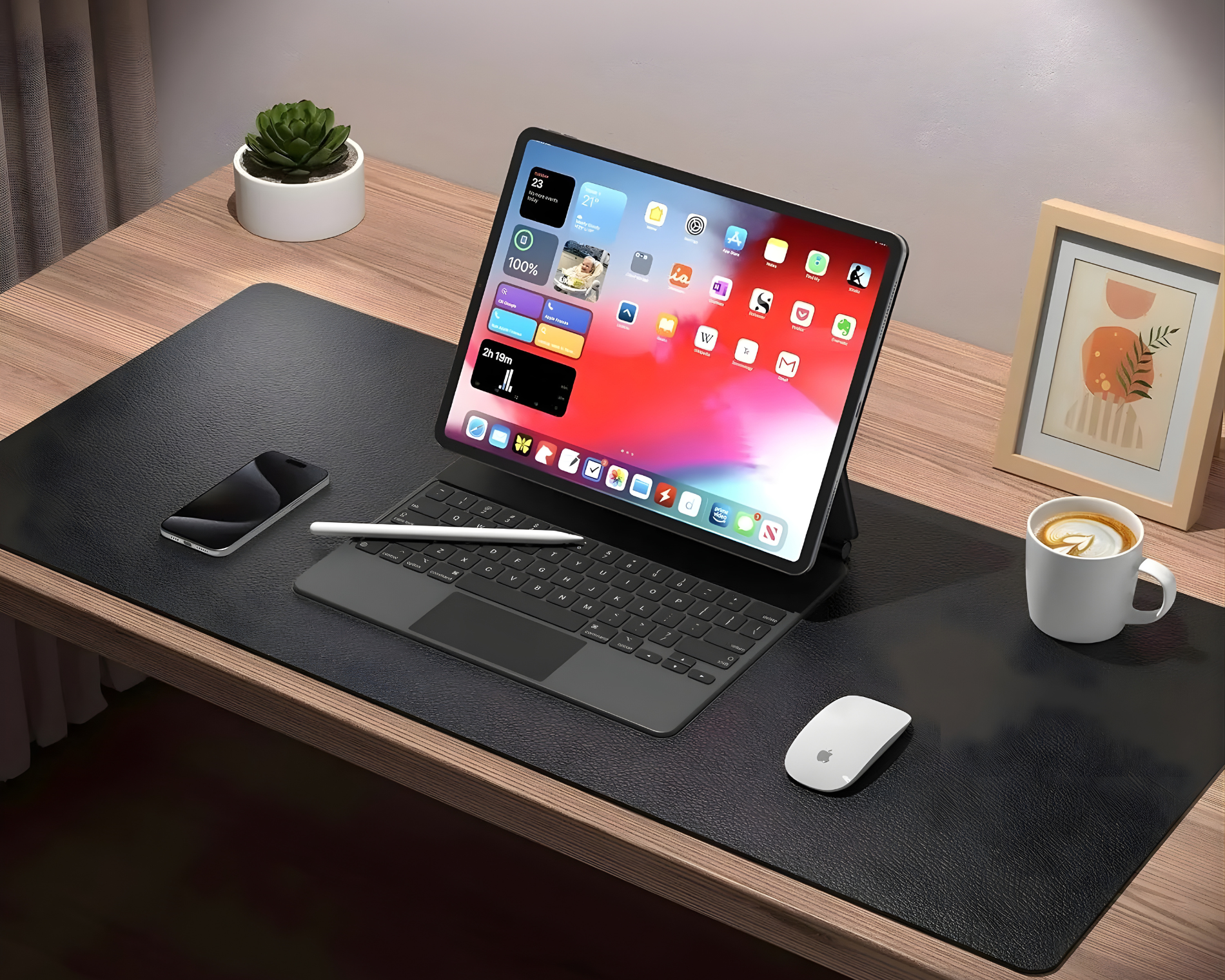 Mouse Pad Large Office Desk Mat, Waterproof PU Leather Desktop Keyboard Desk Pad Gaming Mousepad Desk Writing Pad